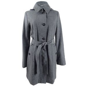 Calvin Klein Women's Hooded Belted Coat - Light Grey